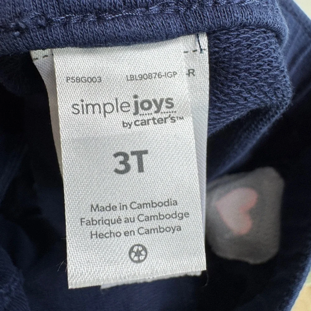 NWOT Simple Joys by Carter’s 3T Girls Blue Soft Shorts with Pink Heart